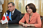 Grigoriy Pyatkin— Vice-rector for International Affairs, Zhanna Ermakova— OSU Rector.     [149 Kb]