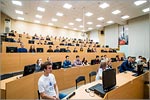 Roman Romanenko and Oleg Kononenko, pilot-cosmonauts, heroes of the Russian Federation meet with Orenburg State University students.     [123 Kb]