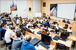 Roman Romanenko and Oleg Kononenko, pilot-cosmonauts, heroes of the Russian Federation meet with Orenburg State University students.     [150 Kb]