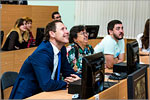 Roman Romanenko and Oleg Kononenko, pilot-cosmonauts, heroes of the Russian Federation meet with Orenburg State University students.     [133 Kb]