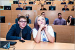 Roman Romanenko and Oleg Kononenko, pilot-cosmonauts, heroes of the Russian Federation meet with Orenburg State University students.     [139 Kb]