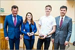 Roman Romanenko and Oleg Kononenko, pilot-cosmonauts, heroes of the Russian Federation meet with Orenburg State University students.     [127 Kb]